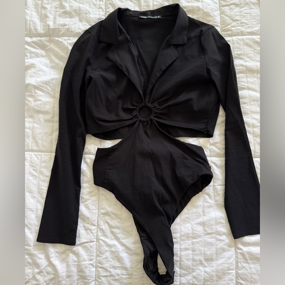 Zara Black Cut-Out Bodysuit